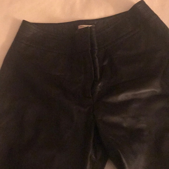 Black genuine leather straight leg pants size 10 - Picture 2 of 5